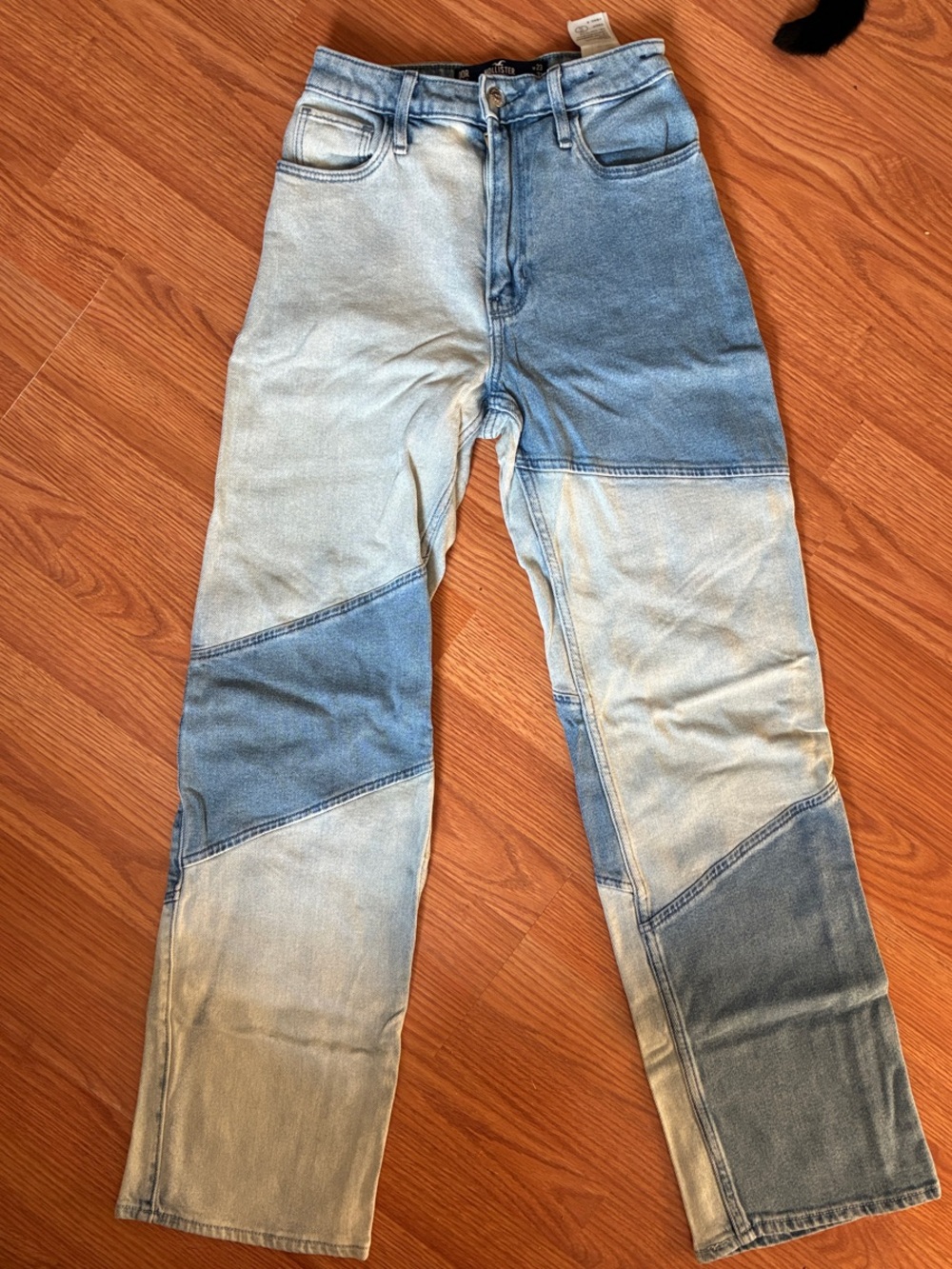 Hollister Two-Tone Blue Patchwork Straight Jeans